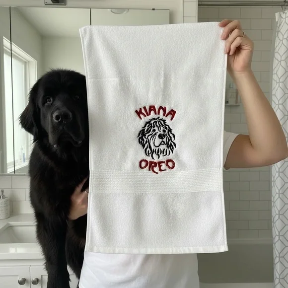 Hand Personalized Embroidered Towel your pet’s name dog, cat horses, any pet - Picture 6 of 17